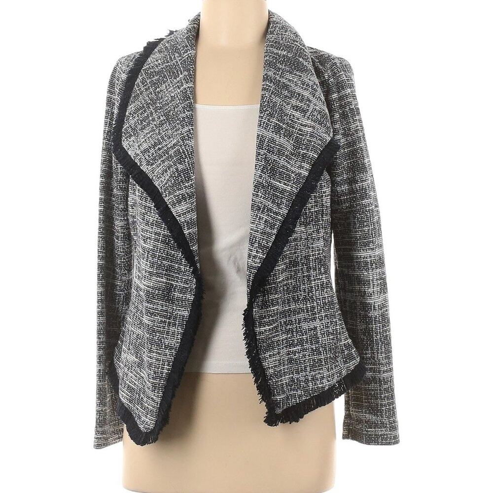NWT Rachel Zoe Navy Tweed Fringe Jacket Size XS - Picture 2 of 8